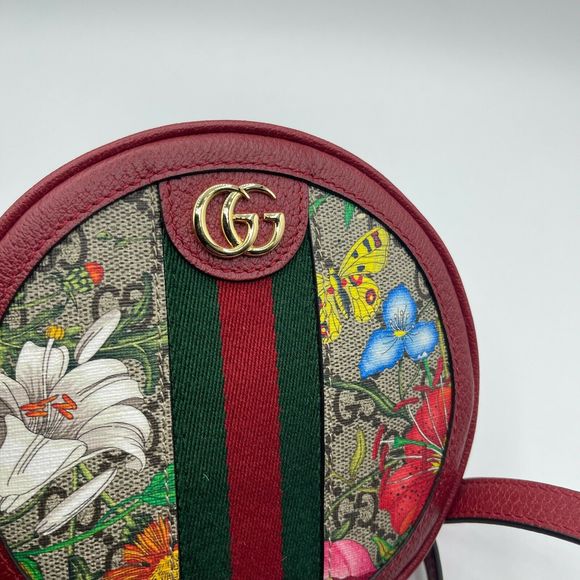 Gucci Ophidia Supreme GG Canvas Floral Round Backpack with Red Trim w/Box 5 - Picture 7 of 11